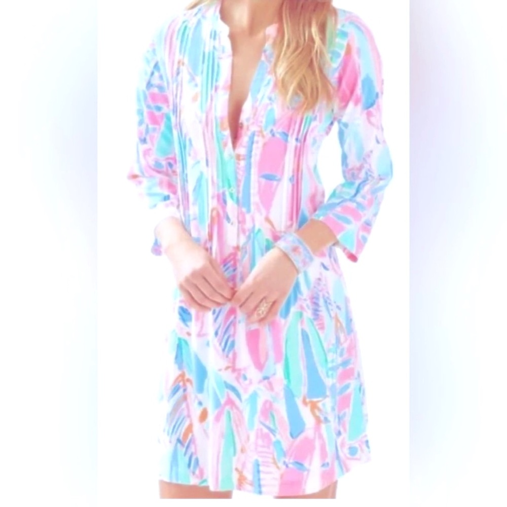 Lilly Pullitzer 3/4 sleeve pastel colored boat print dress
